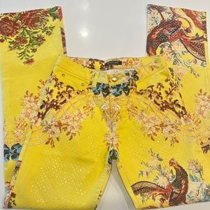 Roberto Cavalli Copy Bird Yellow Jeans- M